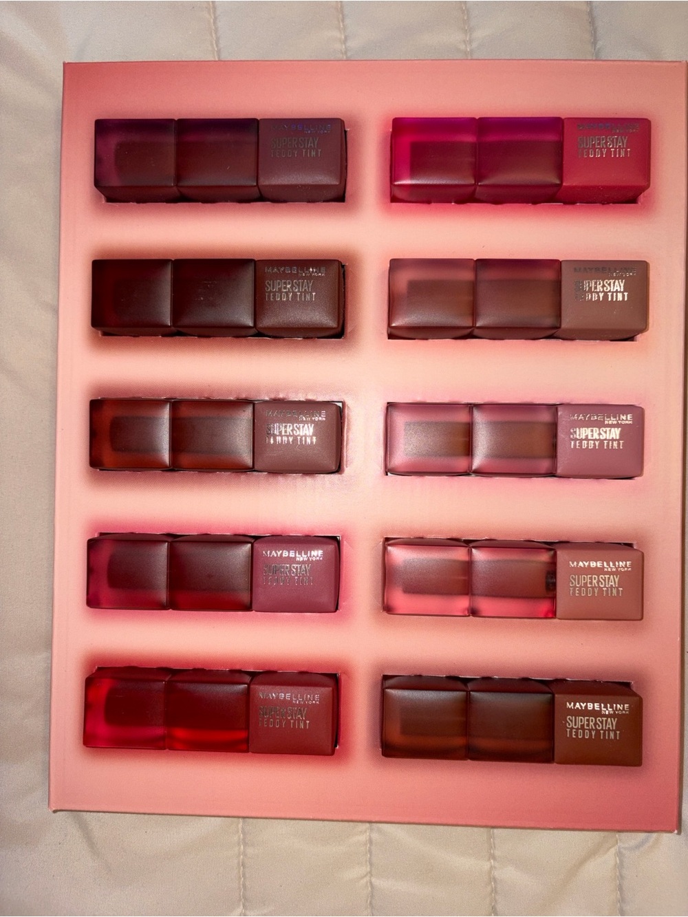 Maybelline Bundle of 10 Super Stay Teddy Tint Matte Lipstick in Nude Shades